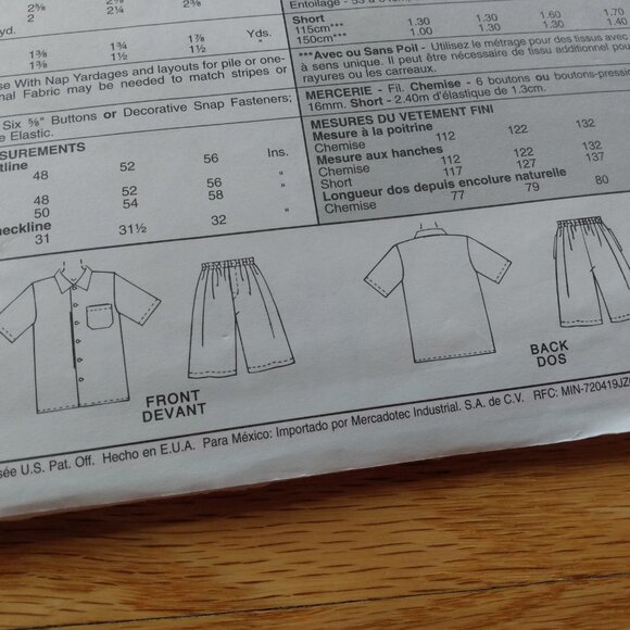 Vintage Shorts & Hawaiian Shirt Sewing Pattern UNCUT Unisex L-XL - Picture 6 of 10